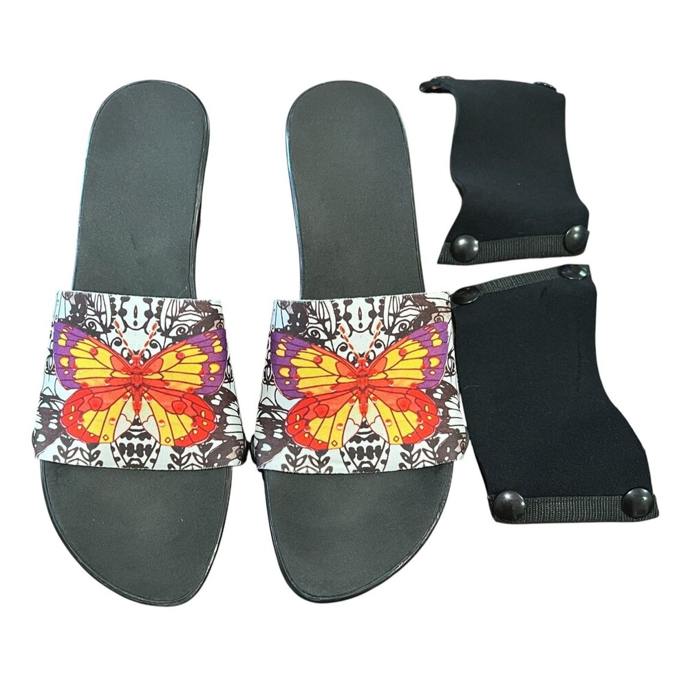Onesole Wedges Interchangeable Slide Sandals  Size 9  Solid Black or Butterflies